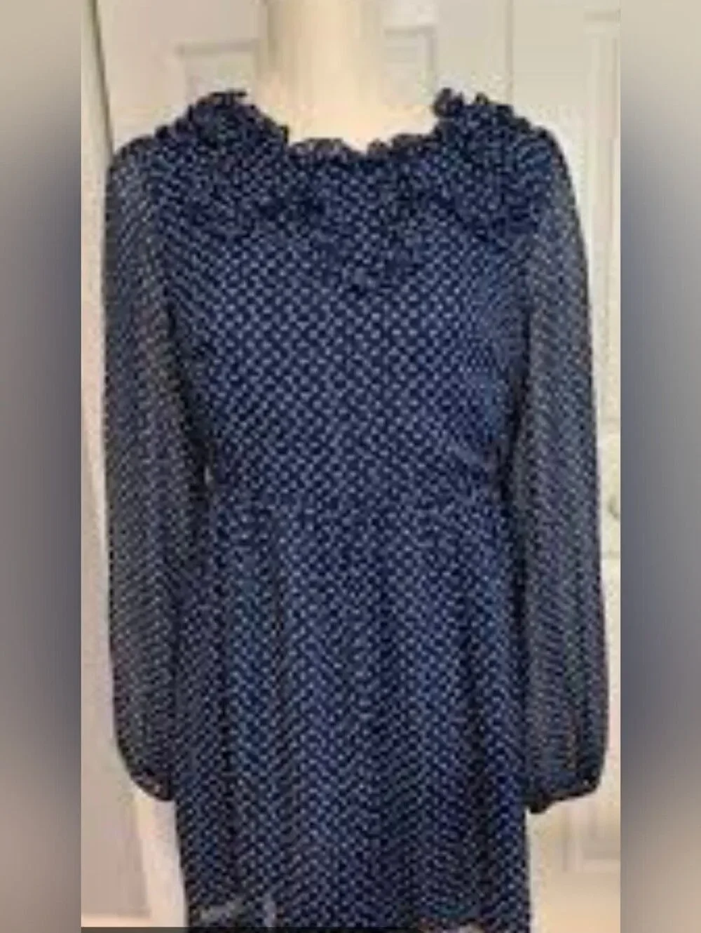 Free People Nouveau Butterfly Babydoll Mini Dress Navy Blue Long Sleeve Sz 0